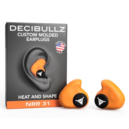 Custom Molded Earplugs-Hi Vis Orange, 31 NRR, Simple DIY Process, Remoldable If Needed